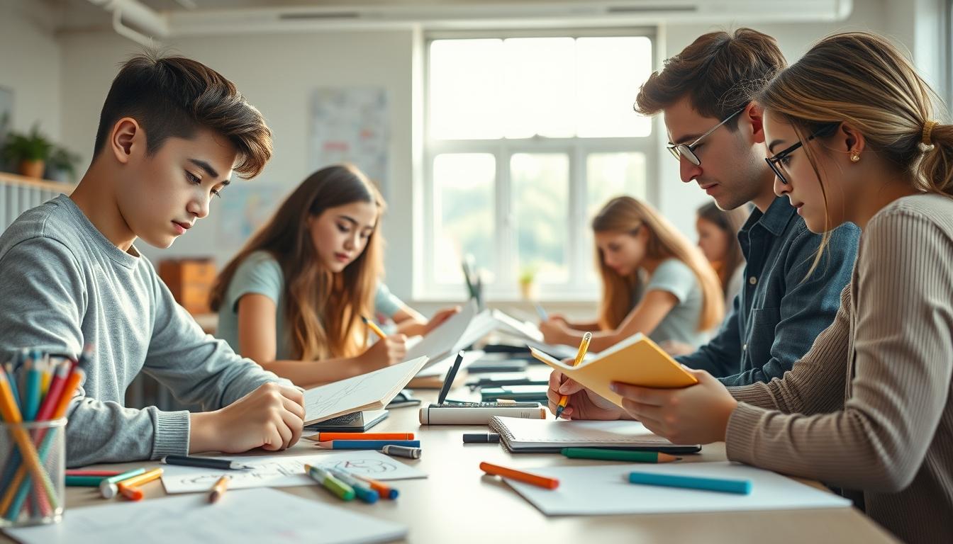 Students learning together in a contemporary classroom